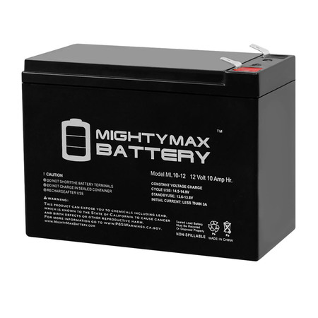 MIGHTY MAX BATTERY ML10-12 - 12V 10AH SLA Repl AGM Battery for Power Patrol SLA1097 ML10-1241068